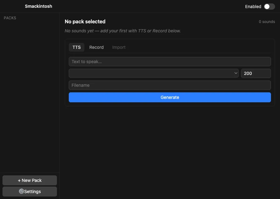 Make a sound: type it, record it, or import it